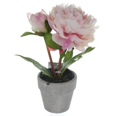Pink Potted Peony Realistic Artificial Plant